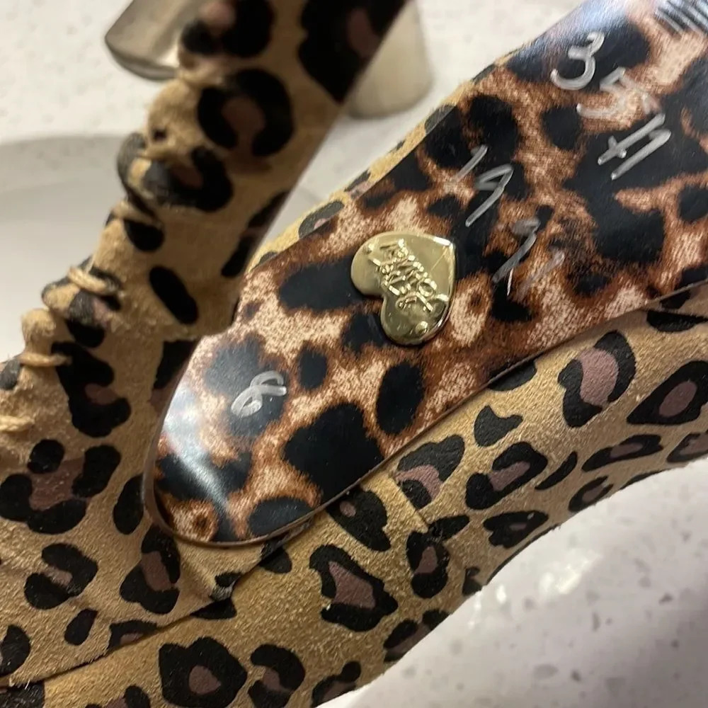 Betsey Johnson Women's Leopard Print Platform Heels + Gold Spikes - Picture 13 of 13